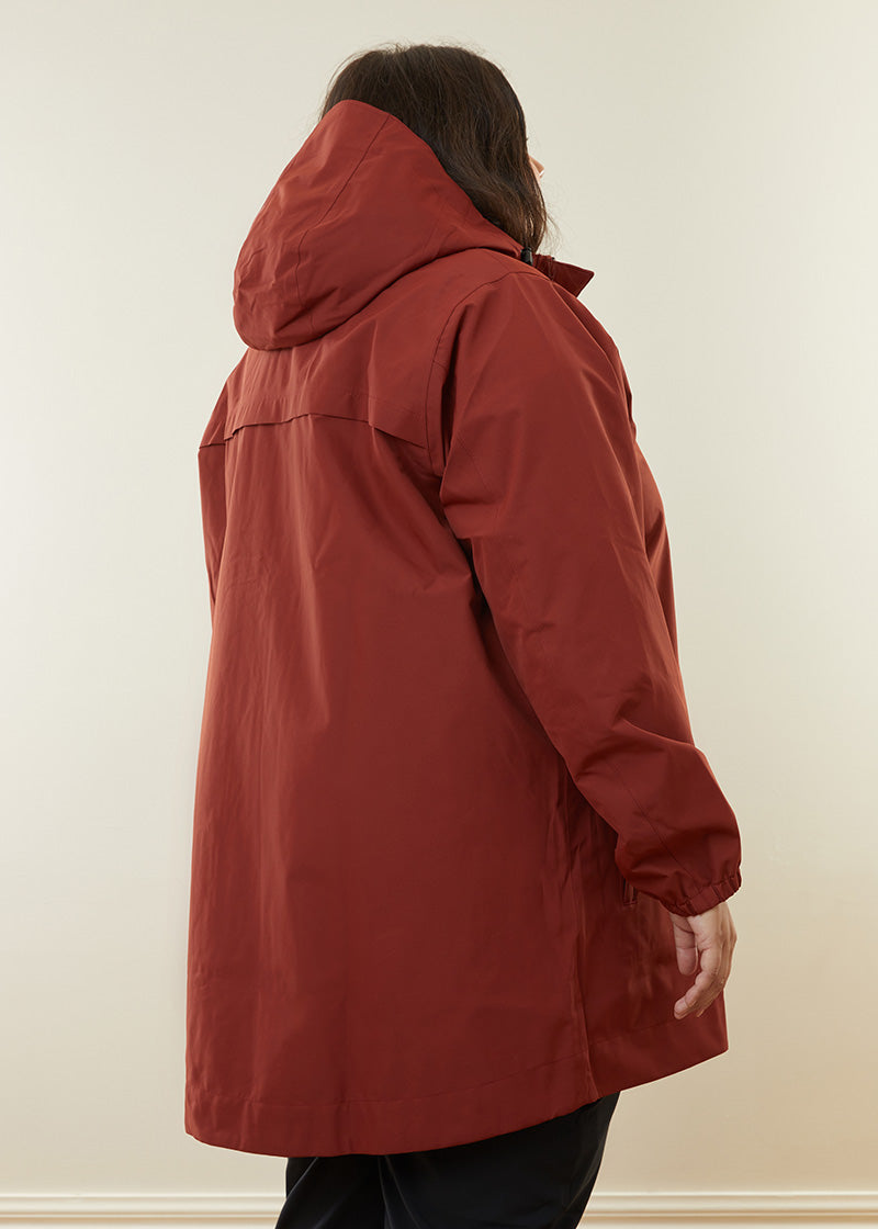 Refuge Long Waterproof Jacket - Terracotta