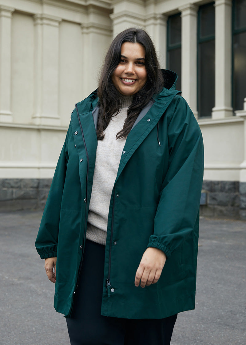 Refuge Long Waterproof Jacket - Eucalyptus