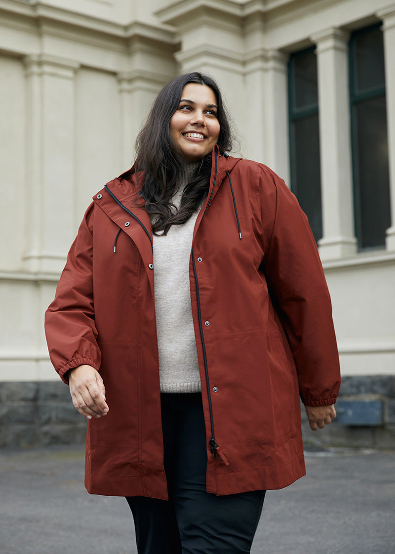 Refuge Long Waterproof Jacket - Terracotta